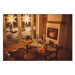 Visuel imprimé Hiver Cheminée - 40 x 30cm sur support bristol 350 gr