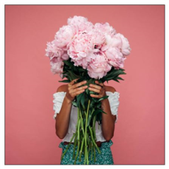 Visuel imprimé Bouquet Fleurs roses - 30 x 30 cm sur support bristol 350 gr