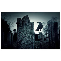 Visuel imprimé Halloween Cimetière Corbeau - 40 x 30 cm sur bristol 350 gr