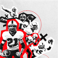 Visuel imprimé Football américain rouge - 30 x 30 cm sur bristol 350 gr