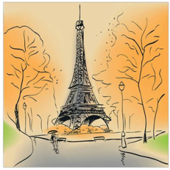 Visuel imprimé Paris Tour Eiffel vectoriel 30 x 30 cm sur bristol