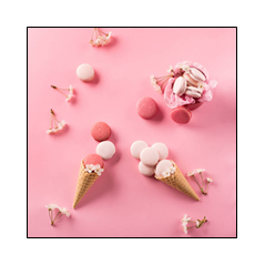 Visuel imprimé Rose Macarons - 30 x 30cm sur support bristol 350 gr