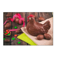 Visuel imprimé Pâques Poule Chocolat - 40 x 30cm sur support bristol 350 gr