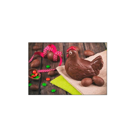 Visuel imprimé Pâques Poule Chocolat - 40 x 30cm sur support bristol 350 gr