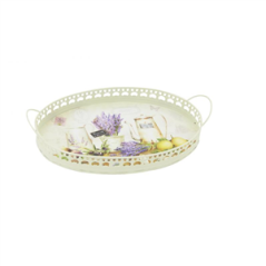 Plateau en métal laqué motif Provence 36 x 21 x 7cm