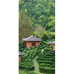 Kakemono Village rizière  - 180 x 80 cm - Toile M1 avec structure X- Banner