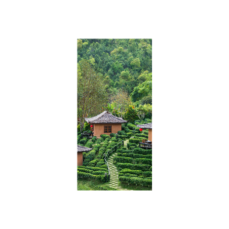 Kakemono Village rizière  - 180 x 80 cm - Toile M1 avec structure X- Banner