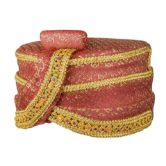Chapeau de Sultan bordeaux et doré en tissu (Taille adulte)