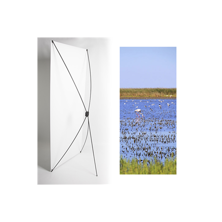 Kakemono flamant 2 - 180 x 80 cm - Toile M1 avec structure  X- Banner