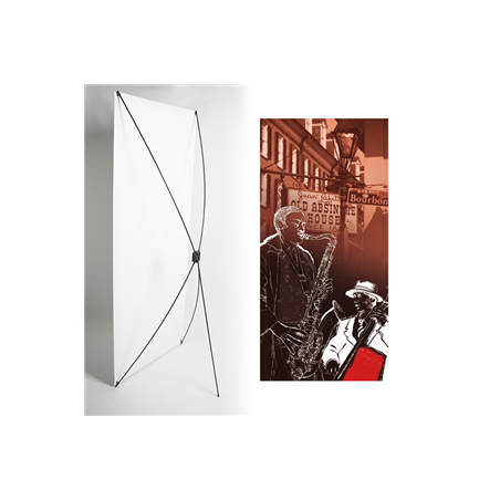Kakemono Saxophoniste (gauche) 180 x 80 cm - Toile M1 avec structure  X- Banner