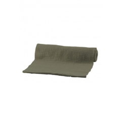 Chemin de table coton gaufré kaki 26cm x 3m