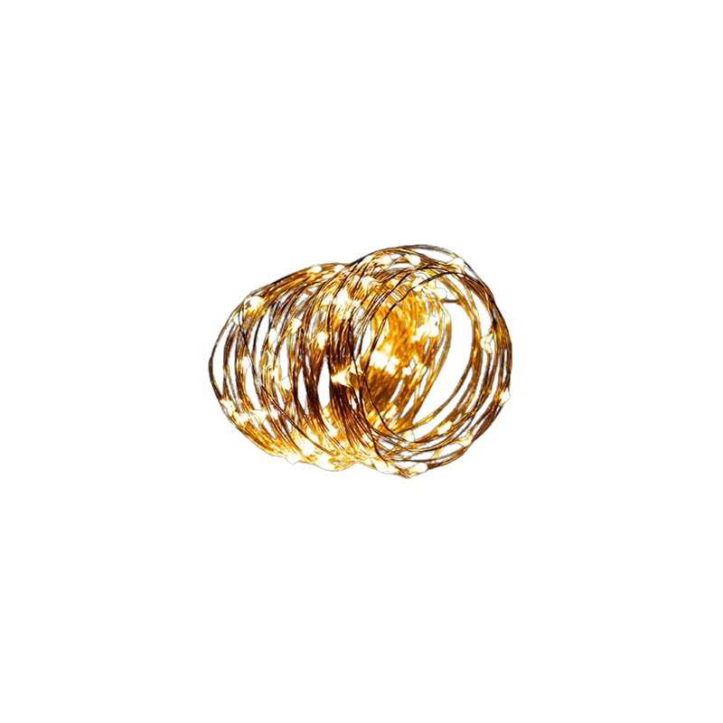 Guirlande Micro LED Cuivre 100 LEDs Blanc Chaud avec timer - Long. 10 m