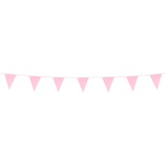 Guirlande fanions 20 x 16cm scintillants roses clairs - carton Long. 6m