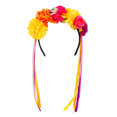 Tiare fleurs et rubans - polyester, polystyrène - hauteur 40 cm