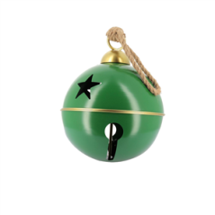 Grelot Géant à Suspendre Métal Vert et Or avec Corde Ø30cm