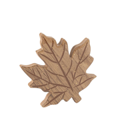 Feuille d'Érable Bois Résiné et Paillettes Or 14x13cm