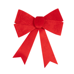 Nœud en velours scintillant rouge 30 x 37cm