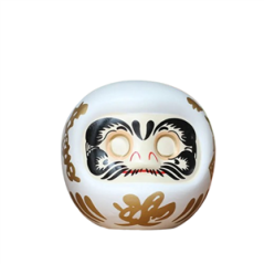 Daruma traditionnelle porte-bonheur en céramique blanche - 10 x 10 x 10cm