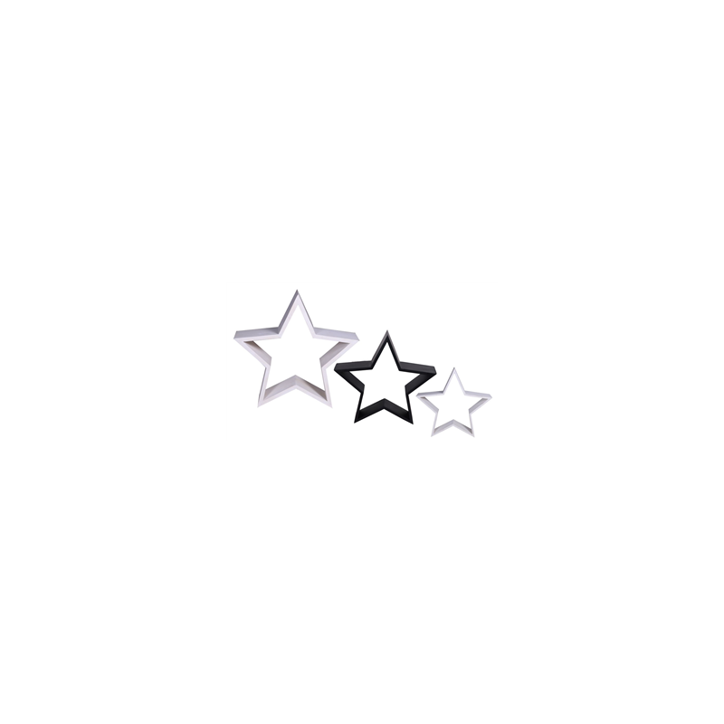 Grandes étoiles x 3 noires et blanches vieillies - Bois - Diam 40, 53 et 60cm