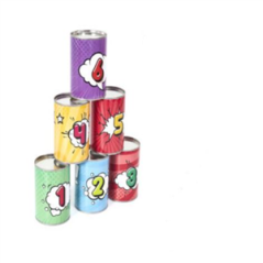 Chamboule tout 6 boites et 3 lanceurs - 10 x 6.5cm (taille d'1 boite)