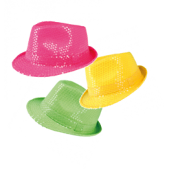 Chapeau à sequins fluo (diff. couleurs possibles) - Taille adulte
