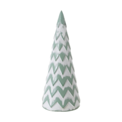Sapin en bois bicolore vert tendre  et  blanc 13,5 x 35 cm