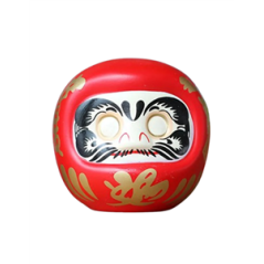 Daruma traditionnelle porte-bonheur en céramique rouge - 10 x 10 x 10cm