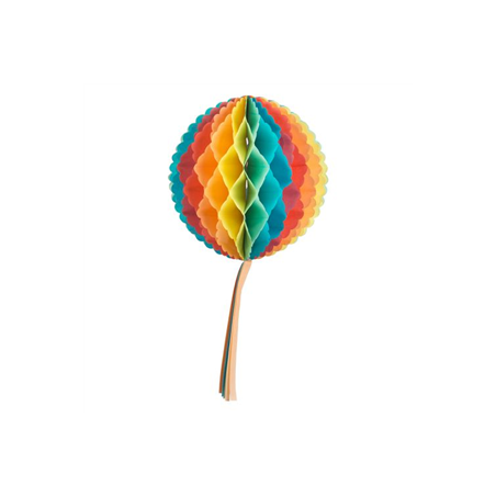 Boule alvéolée arc en ciel pastel avec tassel - Diam. 30cm