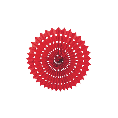 Éventail rouge papier - Diam. 53cm