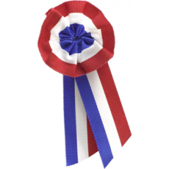 Lot de 10 cocardes tricolores tissu 8 cm à pans