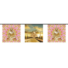 Guirlande visuel Inde 10 fanions 21 x 21cm - papier Long. 420cm