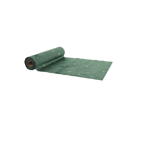 Chemin de table étoiles velours vert et Or 28cm x 3m