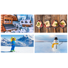 Mobiles Montagne hiver x4 - carton - 27 x 49cm