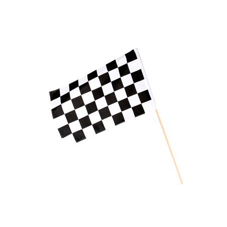 Drapeau à la main racing - tissu - 30 x 45cm / bâton 60cm