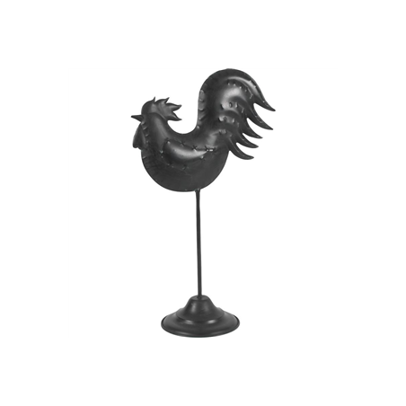 Coq en métal noir sur pied 49 x 31 x 16cm