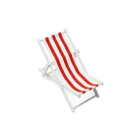 Transat bois et tissu rayé rouge et blanc 10 x 21cm