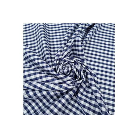 Tissu en Coton Vichy Bleu Marine - Larg. 150 cm (Vendu au mètre)