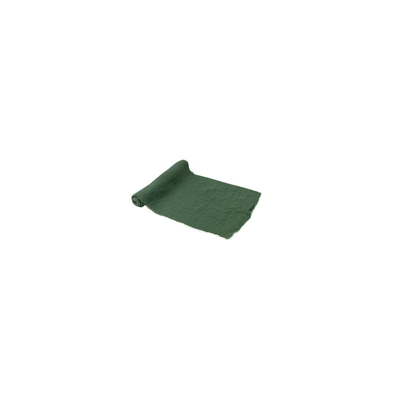 Chemin de table gaze de coton vert anglais 30cm x 3m