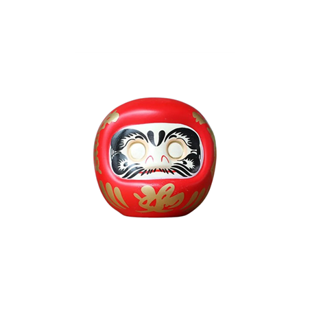 Daruma traditionnelle porte-bonheur en céramique rouge - 10 x 10 x 10cm