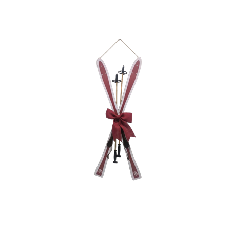 Paire de ski avec bâtons en bois - 75 x 31 x 5cm