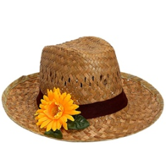 Chapeau de campagne en paille et fleur de tournesol - Taille adulte