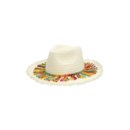 Chapeau en paille et fils de laine multicolore (Taille adulte)