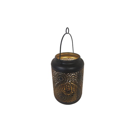 Lanterne cylindrique noire ajourée en métal 23 x 12cm (piles 3x AAA non incluses