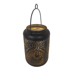 Lanterne cylindrique noire ajourée en métal 23 x 12cm (piles 3x AAA non incluses