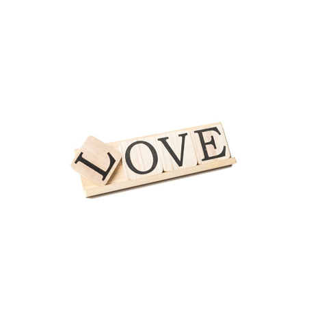 Mot Love sur socle bois - 10 x 34cm