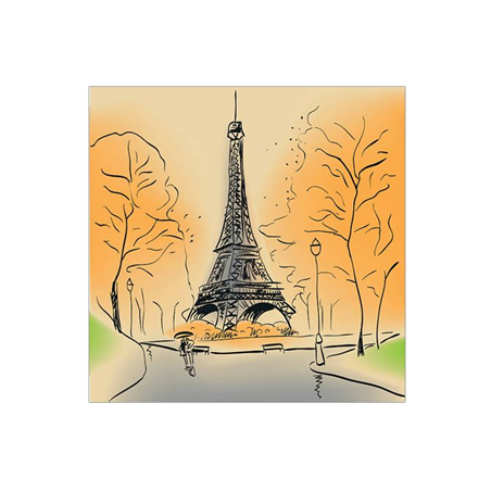 Visuel imprimé Paris Tour Eiffel vectoriel 30 x 30 cm sur bristol