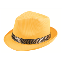 Chapeau Funky jaune - Polyester / Taille Adulte - haut 13 cm diam 29 cm