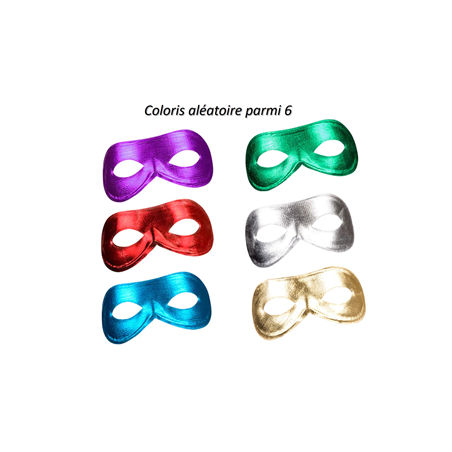 Loup carnaval métallisé  et  attache élastique (6 couleurs ass.)