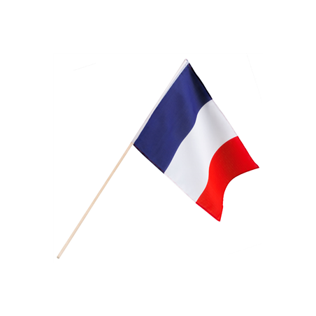 Drapeau à la main polyester France (30 x 45 cm / 76 cm bâton)