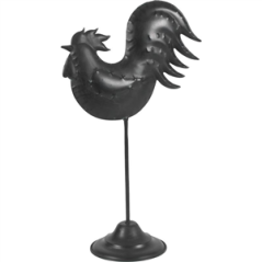 Coq en métal noir sur pied 49 x 31 x 16cm
